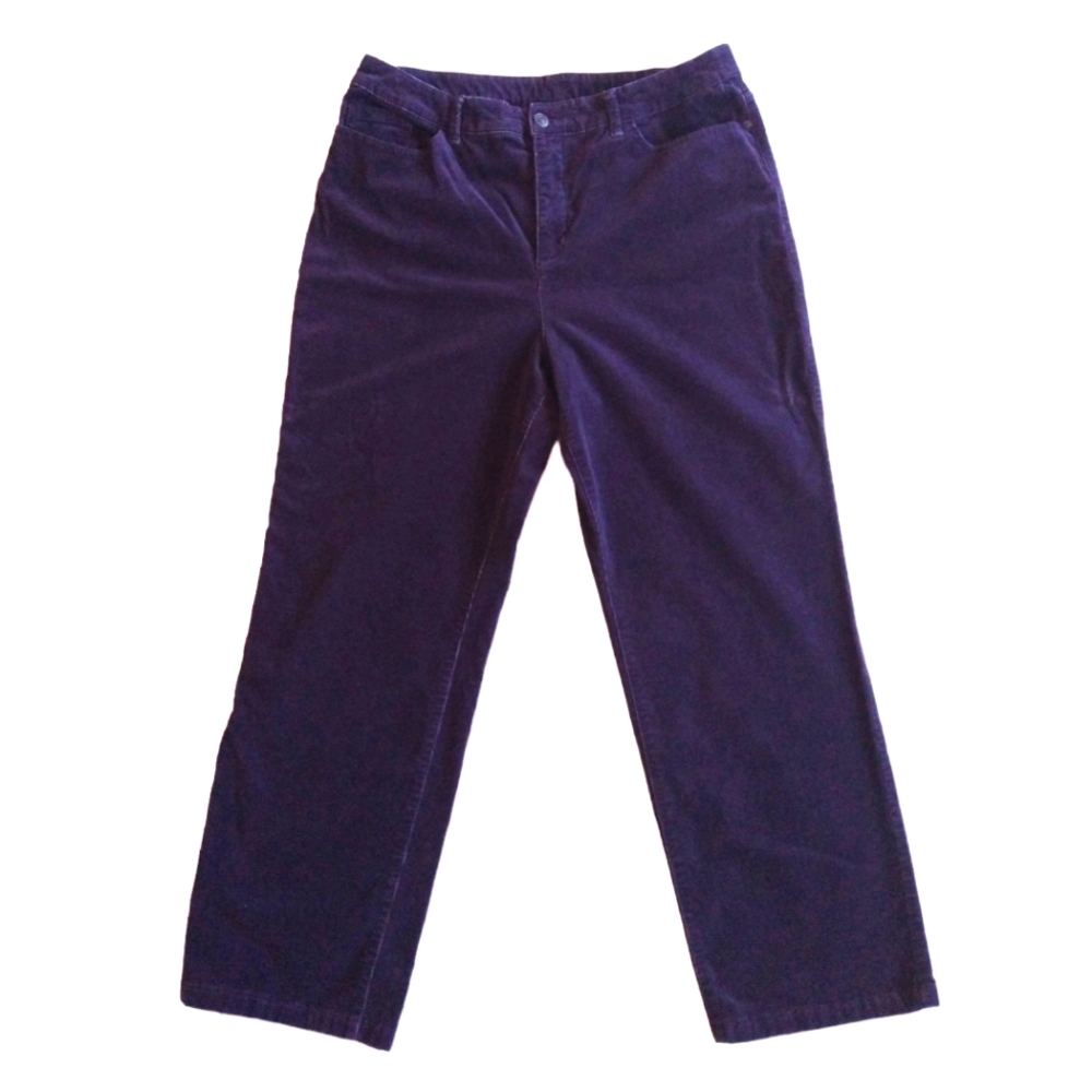 Croft & Barrow Purple Corduroy Straight Leg Stretch Pants Size 14 Regular
